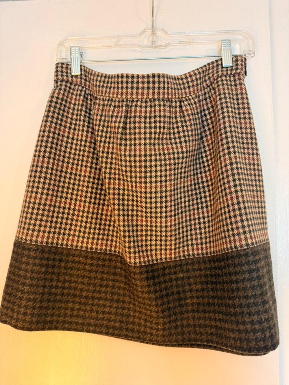 J Crew mini skirt classic houndstooth pattern 100% wool